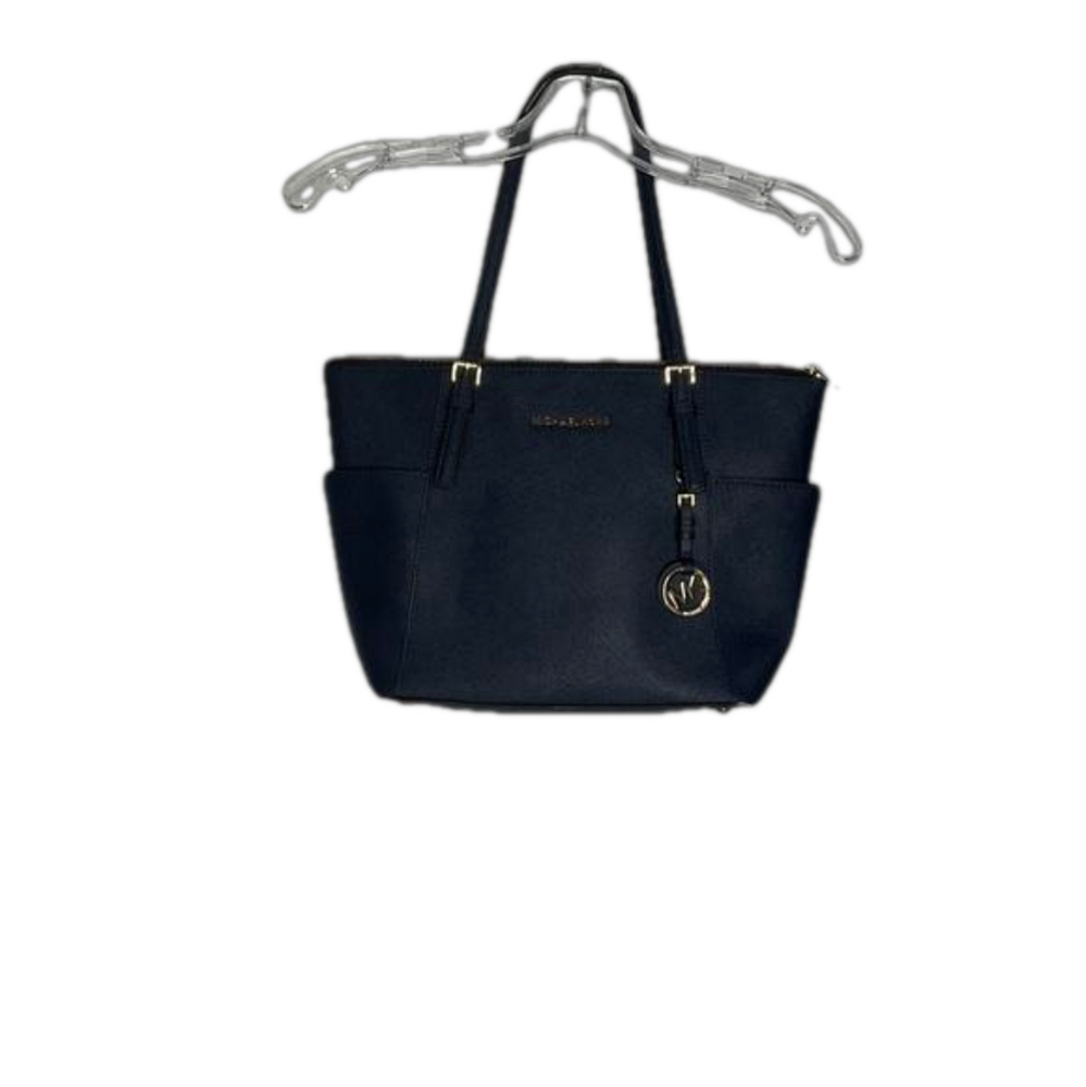 Michael Kors dark blue leather handbag.